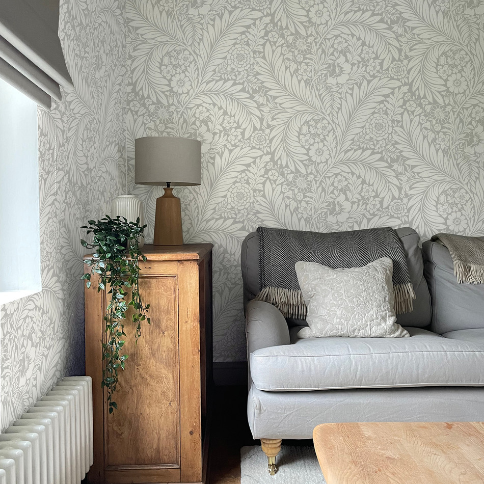 BELGRAVIA FLORENCE FLORAL LEAF GREY WALLPAPER