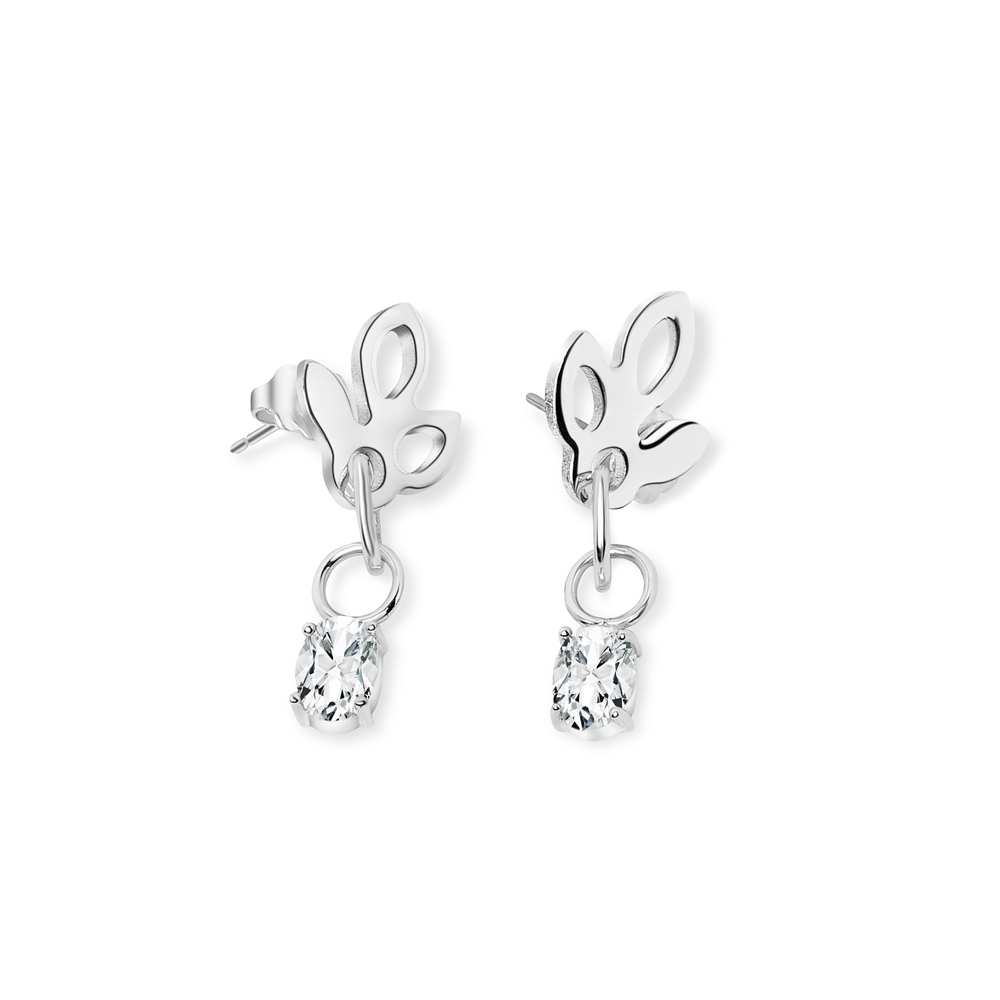 NEWBRIDGE LOTUS EARRINGS WITH CLEAR STONES