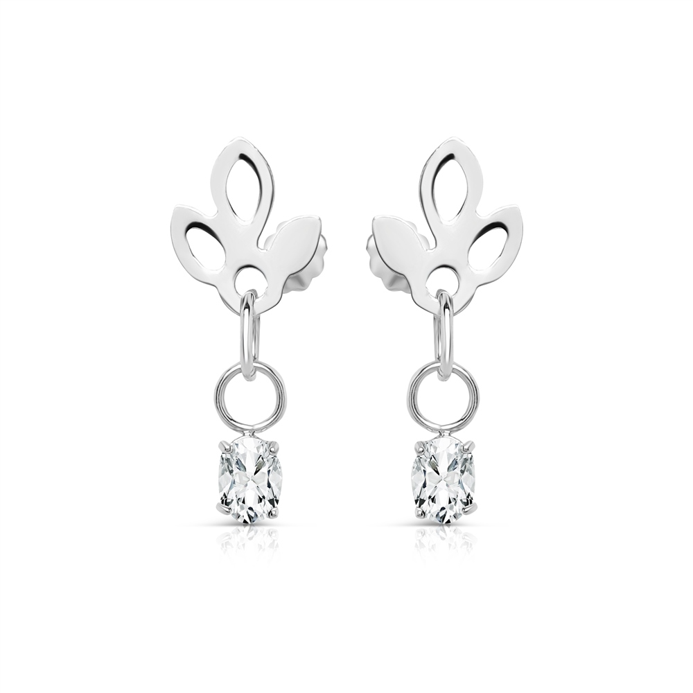 NEWBRIDGE LOTUS EARRINGS WITH CLEAR STONES