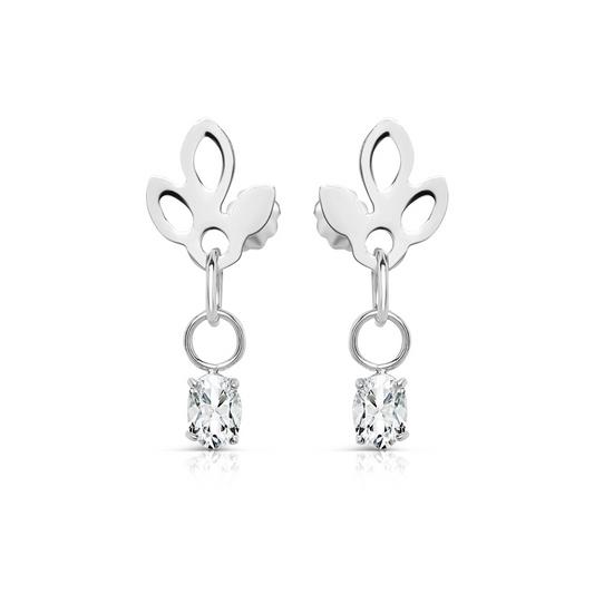 NEWBRIDGE LOTUS EARRINGS WITH CLEAR STONES