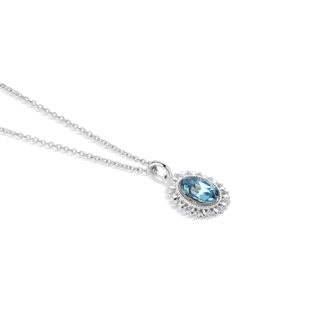 NEWBRIDGE OVAL AQUAMARINE STONE PENDANT NECKLACE