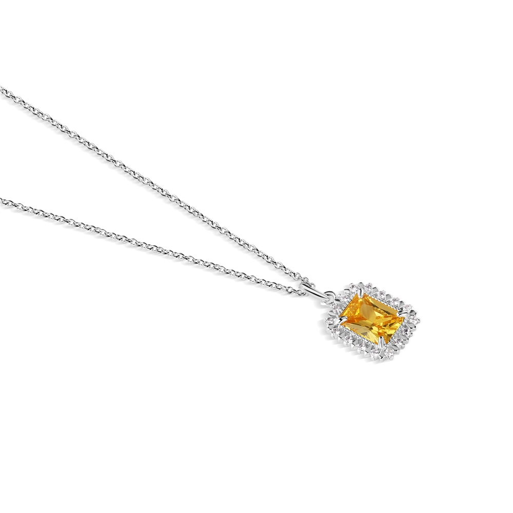 NEWBRIDGE RECTANGLE LIGHT TOPAZ STONE PENDANT NECKLACE