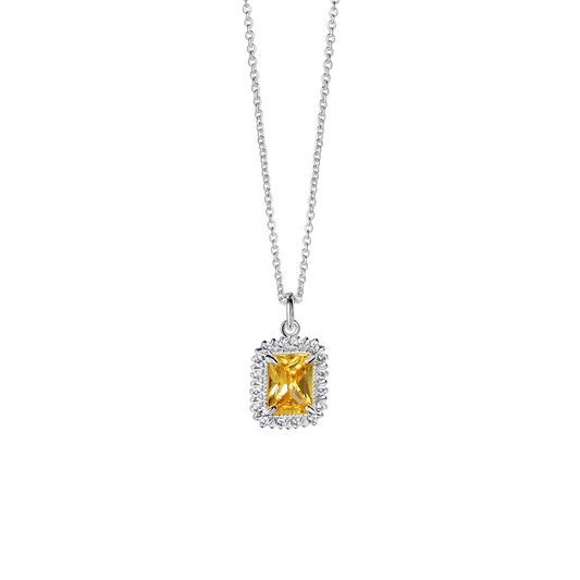 NEWBRIDGE RECTANGLE LIGHT TOPAZ STONE PENDANT NECKLACE