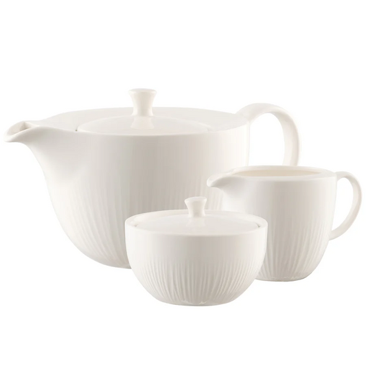 BELLEEK ERNE TEA SET - TEAPOT, CREAM & SUGAR