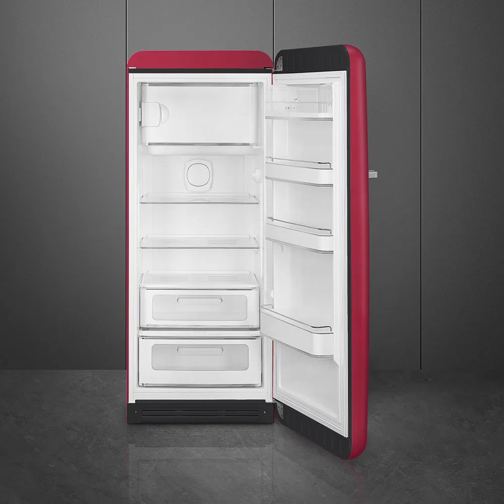 SMEG 60CM RUBY RED 50S STYLE FRIDGE WITH ICEBOX RIGHT HAND HINGE