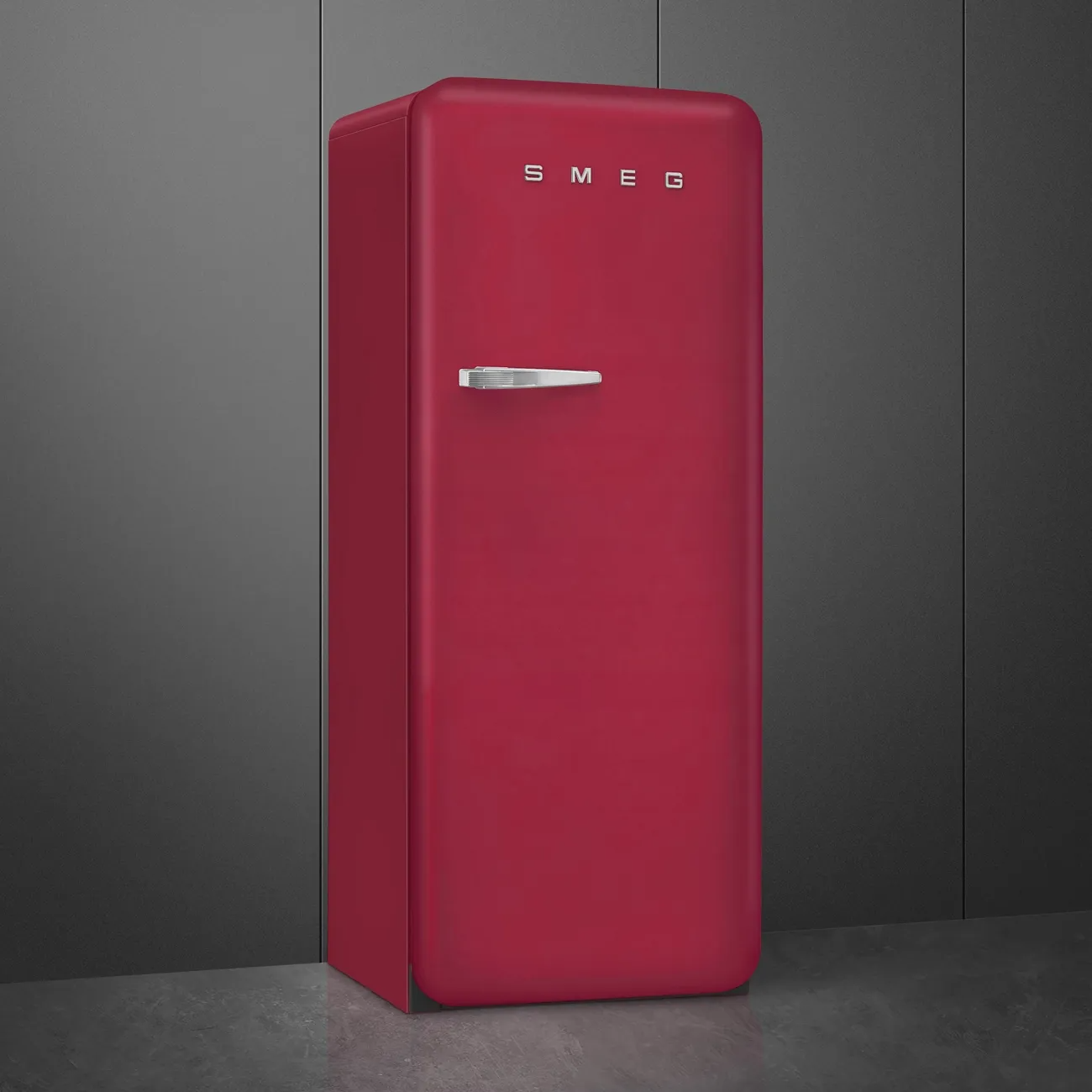 SMEG 60CM RUBY RED 50S STYLE FRIDGE WITH ICEBOX RIGHT HAND HINGE