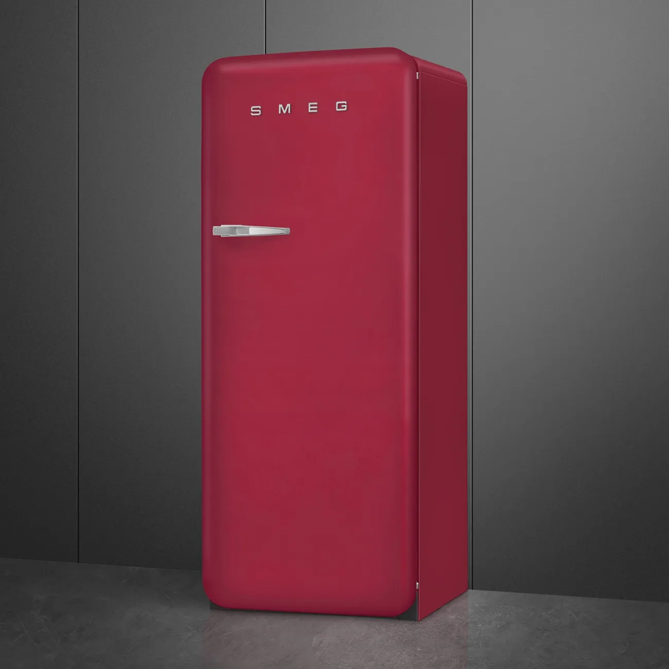 SMEG 60CM RUBY RED 50S STYLE FRIDGE WITH ICEBOX RIGHT HAND HINGE