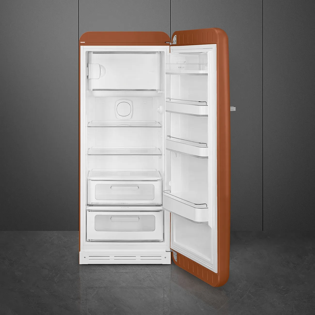 SMEG 60CM RUST 50S STYLE FRIDGE WITH ICEBOX RIGHT HAND HINGE