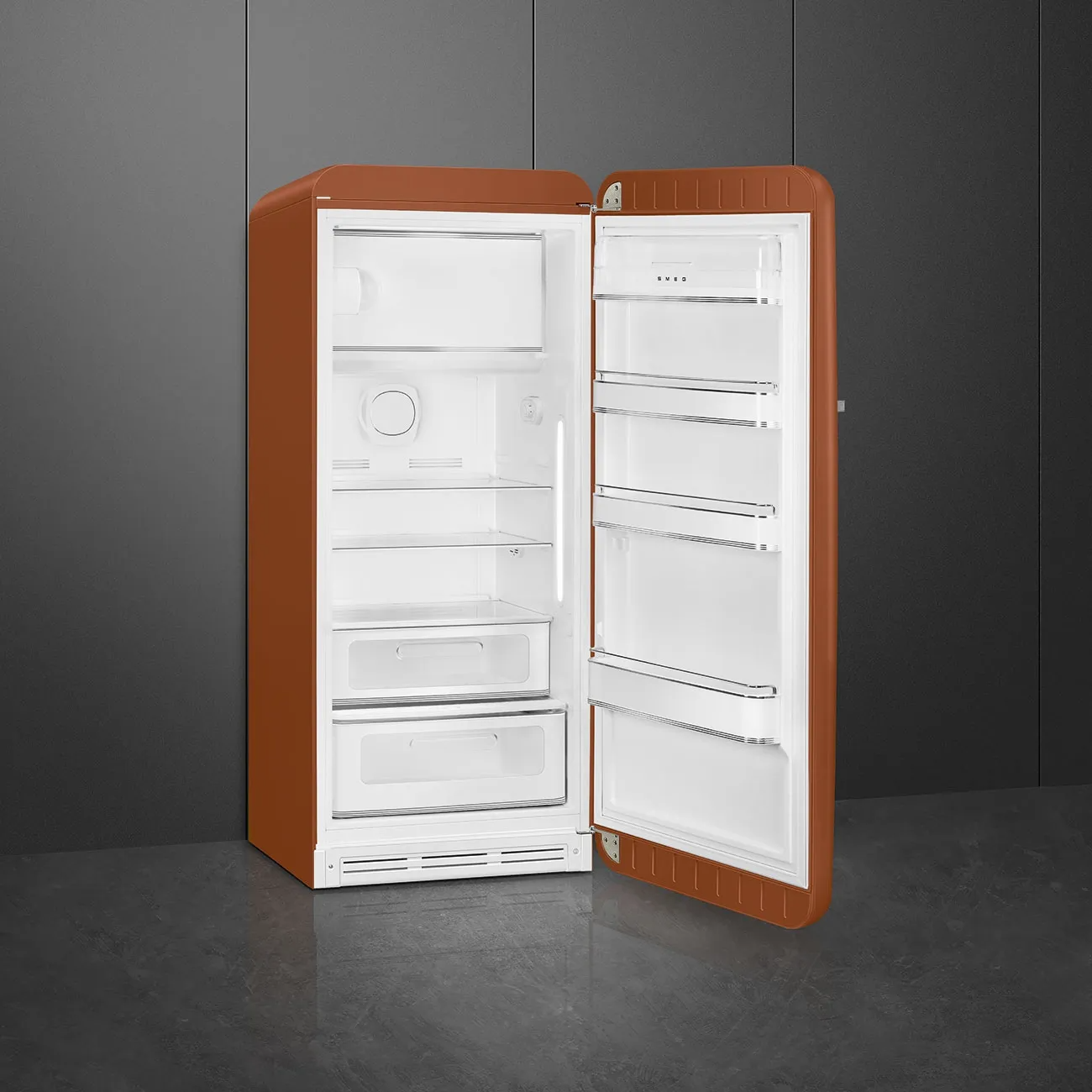 SMEG 60CM RUST 50S STYLE FRIDGE WITH ICEBOX RIGHT HAND HINGE