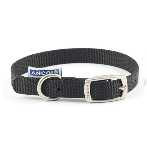 ANCOL HERITAGE NYLON COLLAR - BLACK - 20-26CM