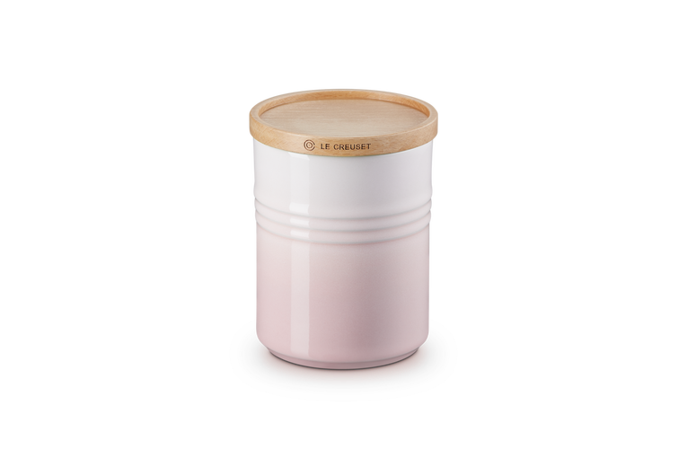 LE CREUSET STONEWARE MEDIUM STORAGE JAR WITH WOODEN LID