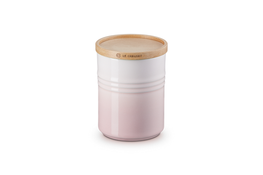 LE CREUSET STONEWARE MEDIUM STORAGE JAR WITH WOODEN LID