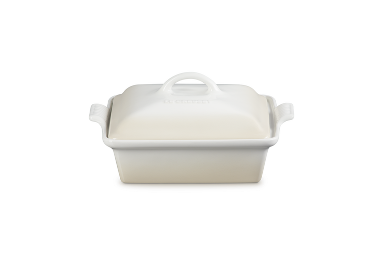 LE CREUSET 23CM HERITAGE SQUARE DISH WITH LID MERINGUE