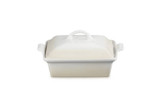 LE CREUSET 23CM HERITAGE SQUARE DISH WITH LID MERINGUE