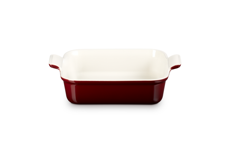 LE CREUSET 23CM HERITAGE SQUARE STONEWARE DISH GARNET