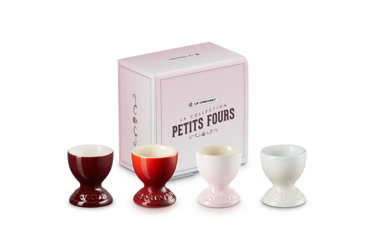 LE CREUSET STONEWARE PETITS FOURS SET OF 4 EGG CUPS