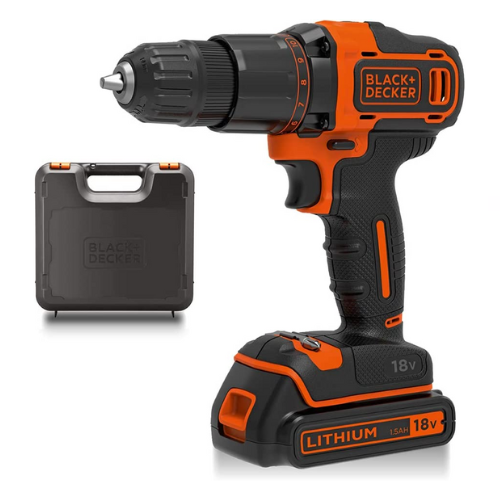 BLACK & DECKER DRILL 18V WITH 1.5AH BATTERY AND KIT