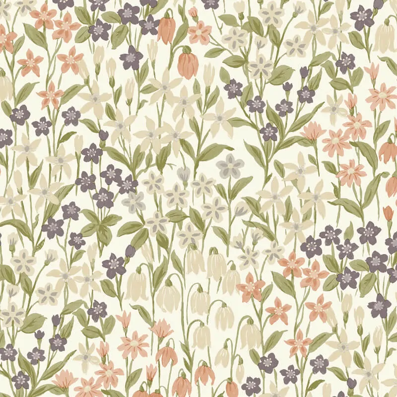 GRANDECO BLUEBELL FLORAL CREAM/MULTI WALLPAPER