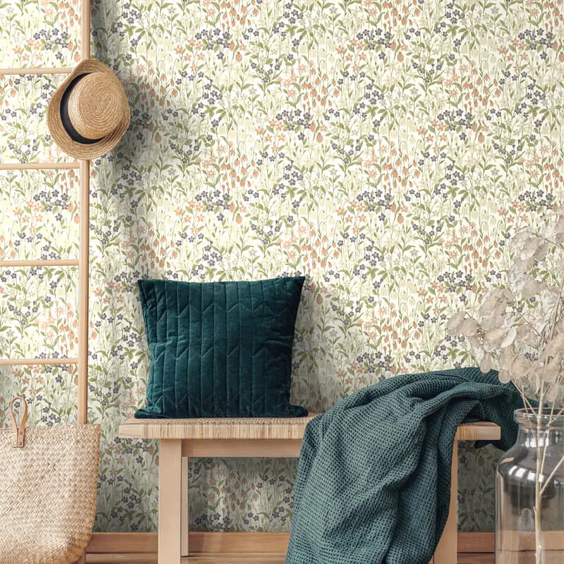 GRANDECO BLUEBELL FLORAL CREAM/MULTI WALLPAPER