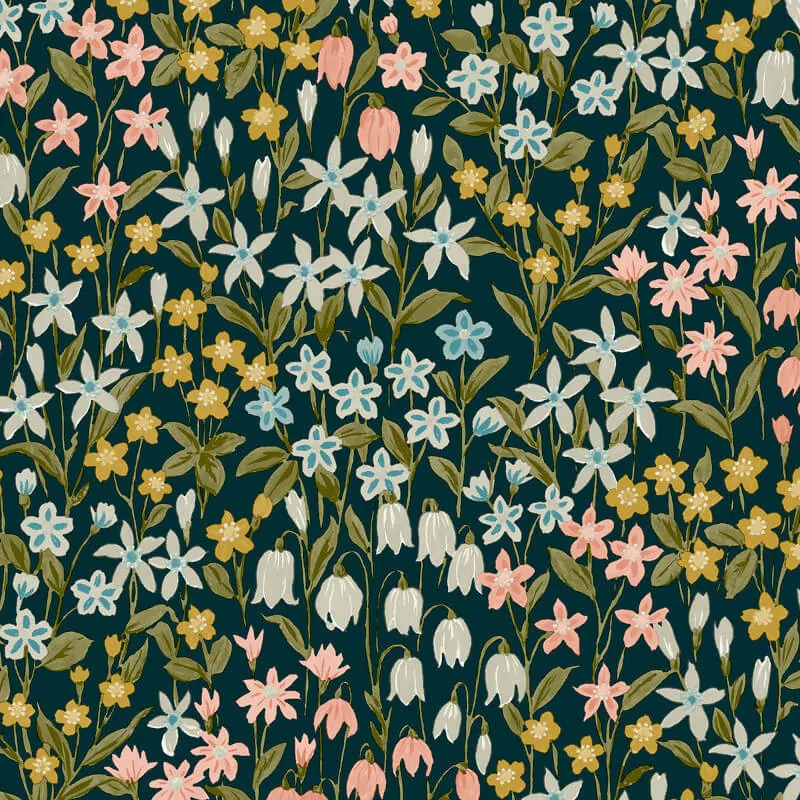 GRANDECO BLUEBELL FLORAL NAVY/MULTI WALLPAPER