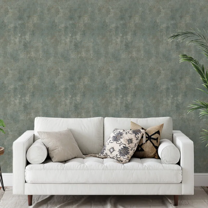 GRANDECO TEXTURED PLAIN TEAL WALLPAPER