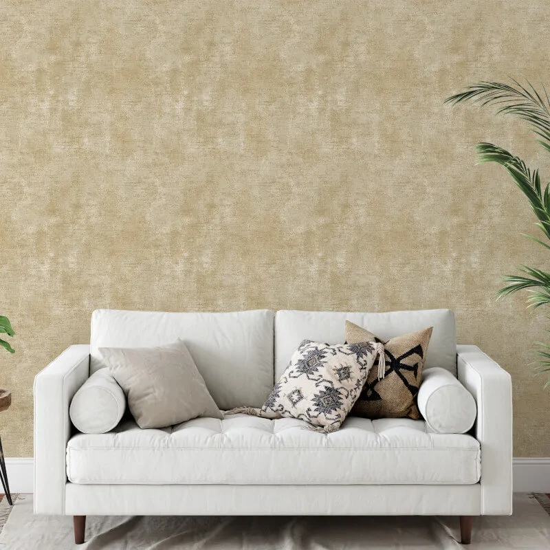 GRANDECO TEXTURED PLAIN GOLD/CREAM WALLPAPER