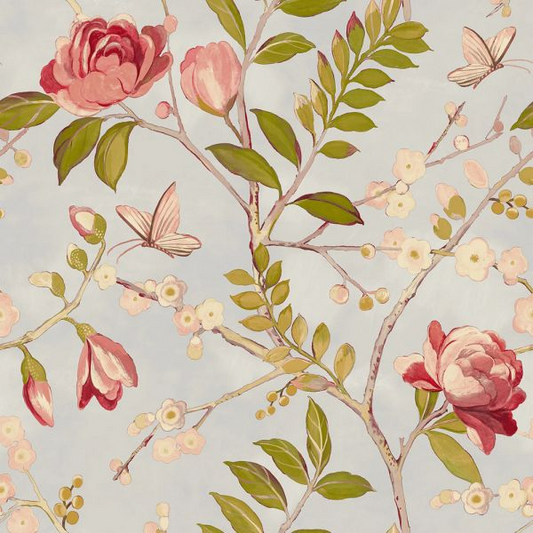 GRANDECO LOLA FRUITS RED CHIC FLORAL WALLPAPER