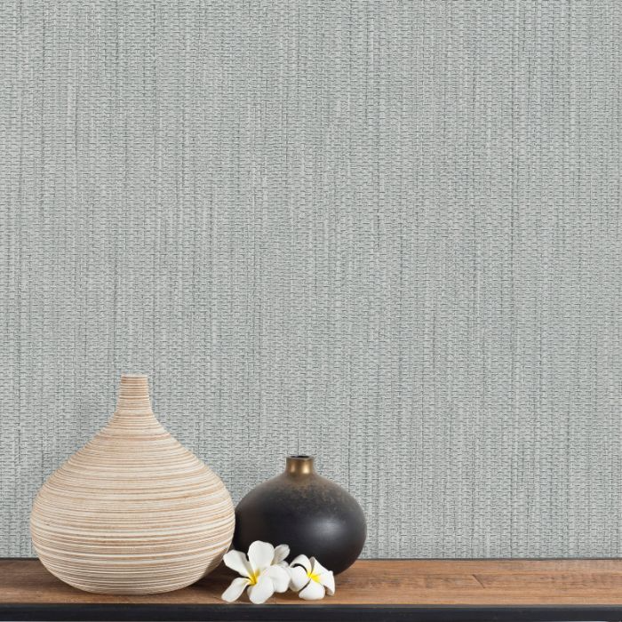 BELGRAVIA DAHLIA TEXTURED HESSIAN SILVER WALLPAPER