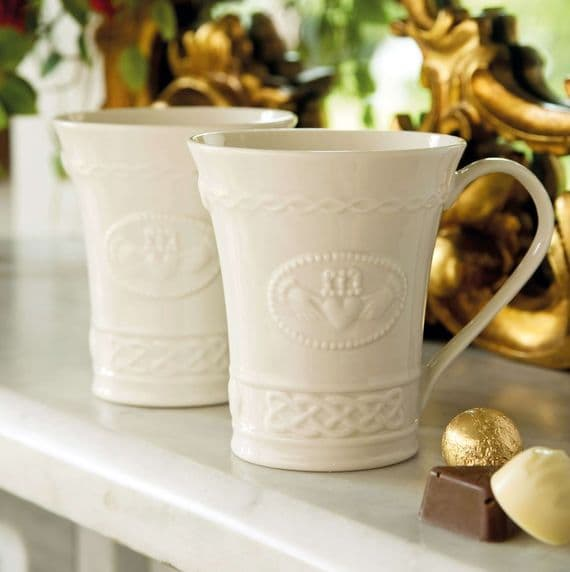 BELLEEK CLADDAGH MUGS (SET OF 2)