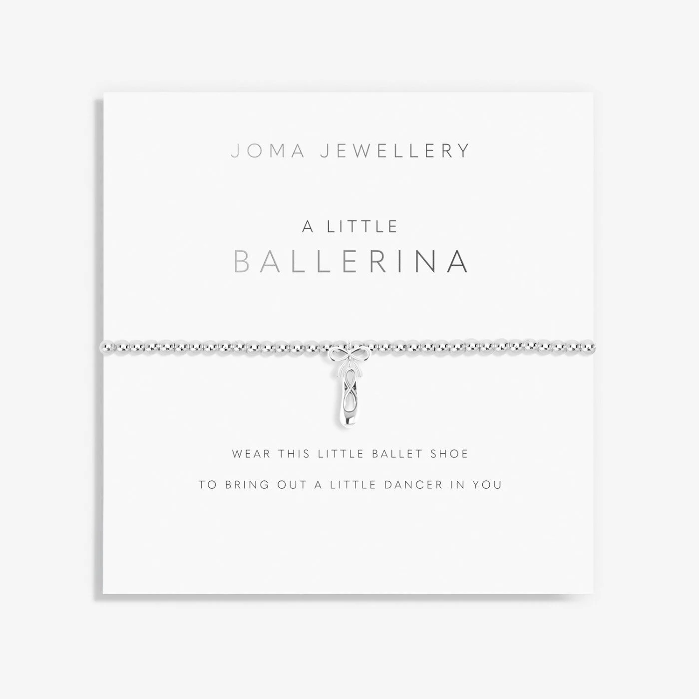 JOMA CHILDRENS A LITTLE BALLERINA SILVER BALLET SHOE BRACELET