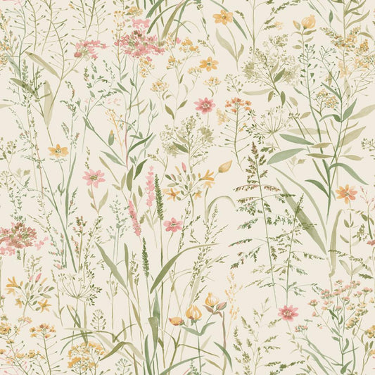 GRANDECO FREE FLOWERS CREAM WALLPAPER