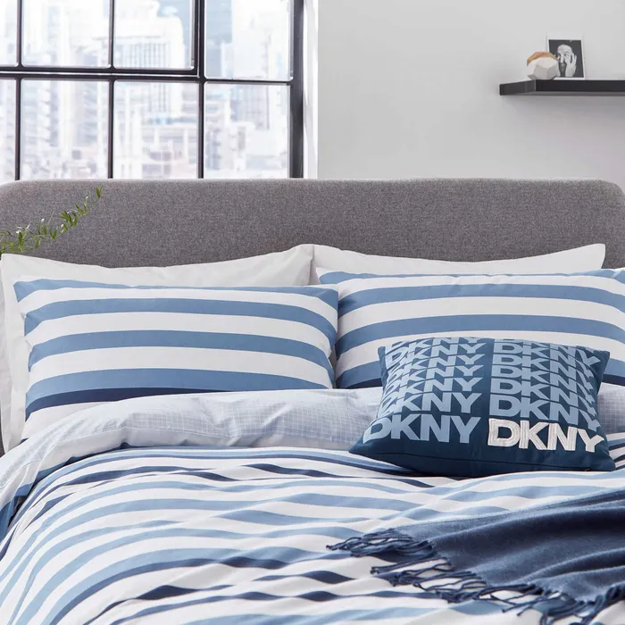 DKNY URBAN STRIPE BLUE BEDDING SET