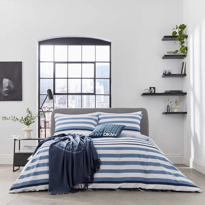 DKNY URBAN STRIPE BLUE BEDDING SET