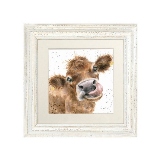 WRENDALE 'MOOOOO' FRAMED COW PRINT 23x23CM