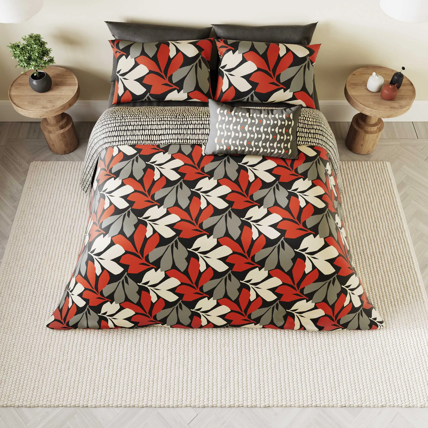 HELENA SPRINGFIELD SIMPLY SCANDI OTTO SCARLET & NEUTRALS BEDDING SET