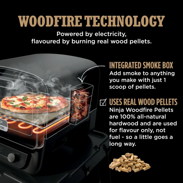 NINJA WOODFIRE ELECTRIC OUTDOOR OVEN, ARTISAN PIZZA MAKER AND BBQ SMOKER OO101UK