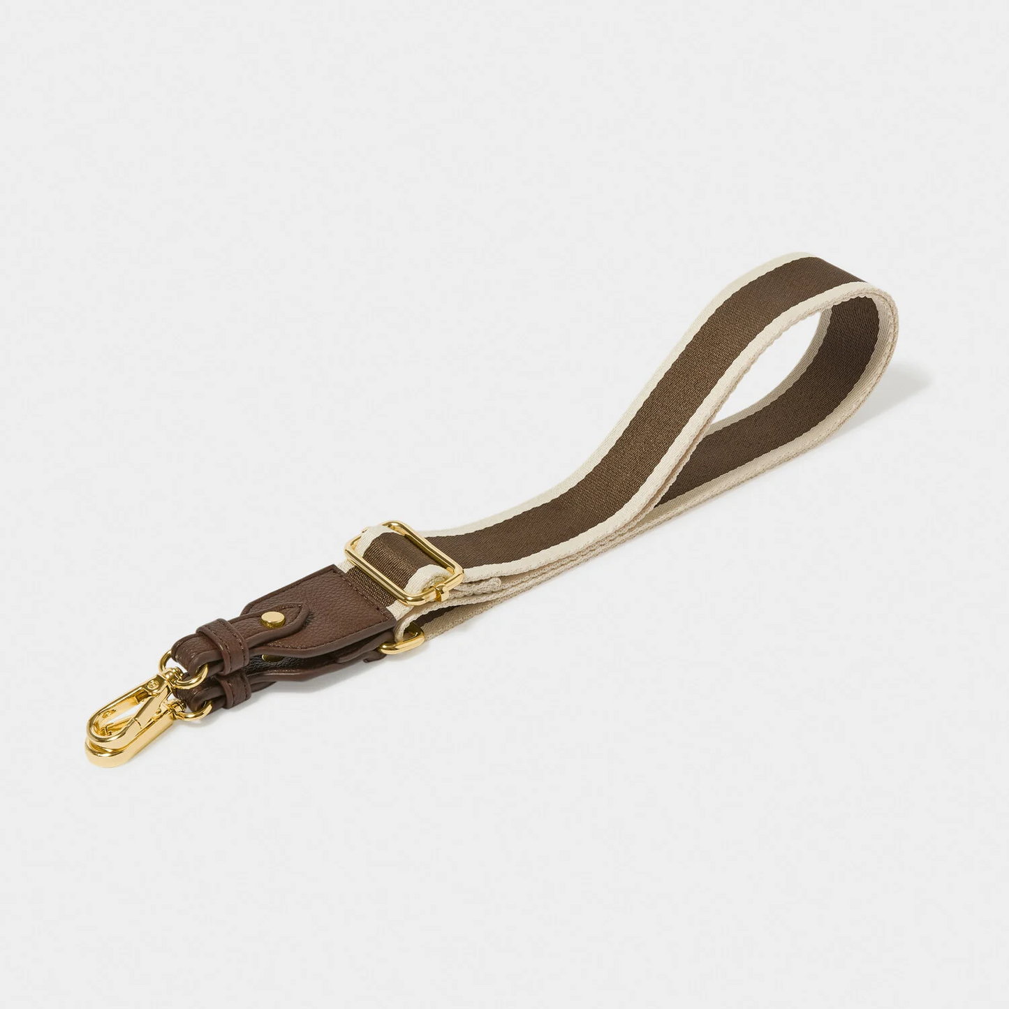 KATIE LOXTON CANVAS BAG STRAP CHOCOLATE STRIPE