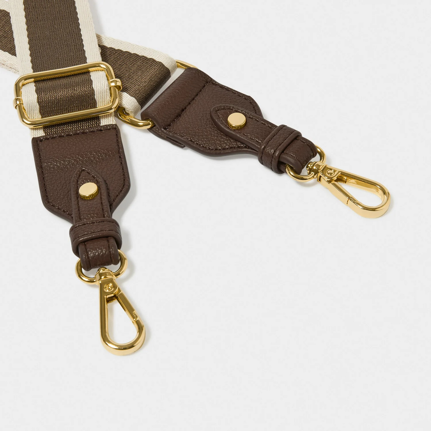 KATIE LOXTON CANVAS BAG STRAP CHOCOLATE STRIPE