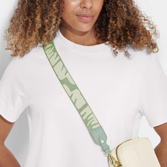 KATIE LOXTON SEAFOAM GREEN/IVORY ABSTRACT BAG STRAP