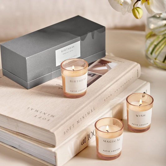 KATIE LOXTON TRIO CANDLE VOTIVE SET 'BIRTHDAY'