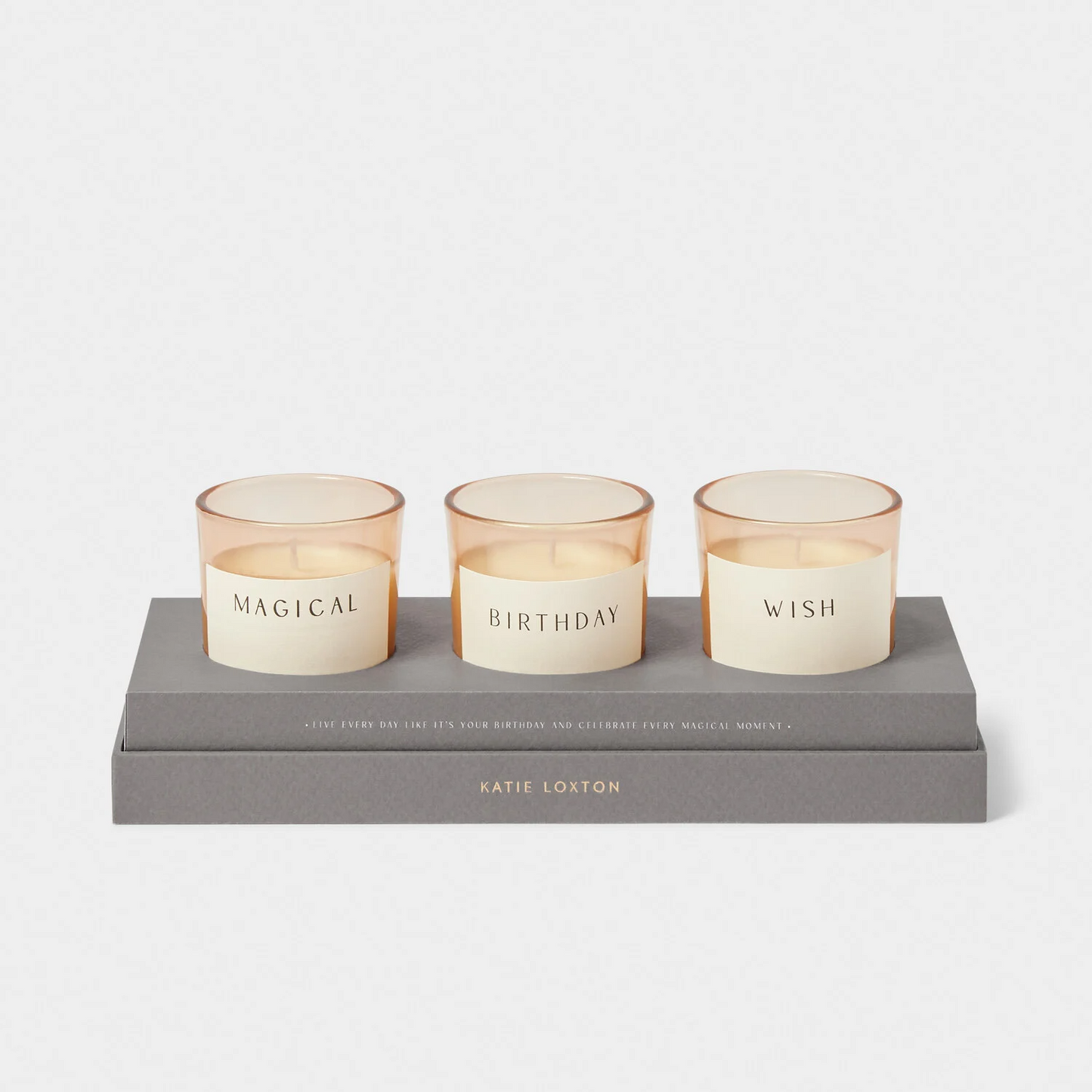 KATIE LOXTON TRIO CANDLE VOTIVE SET 'BIRTHDAY'