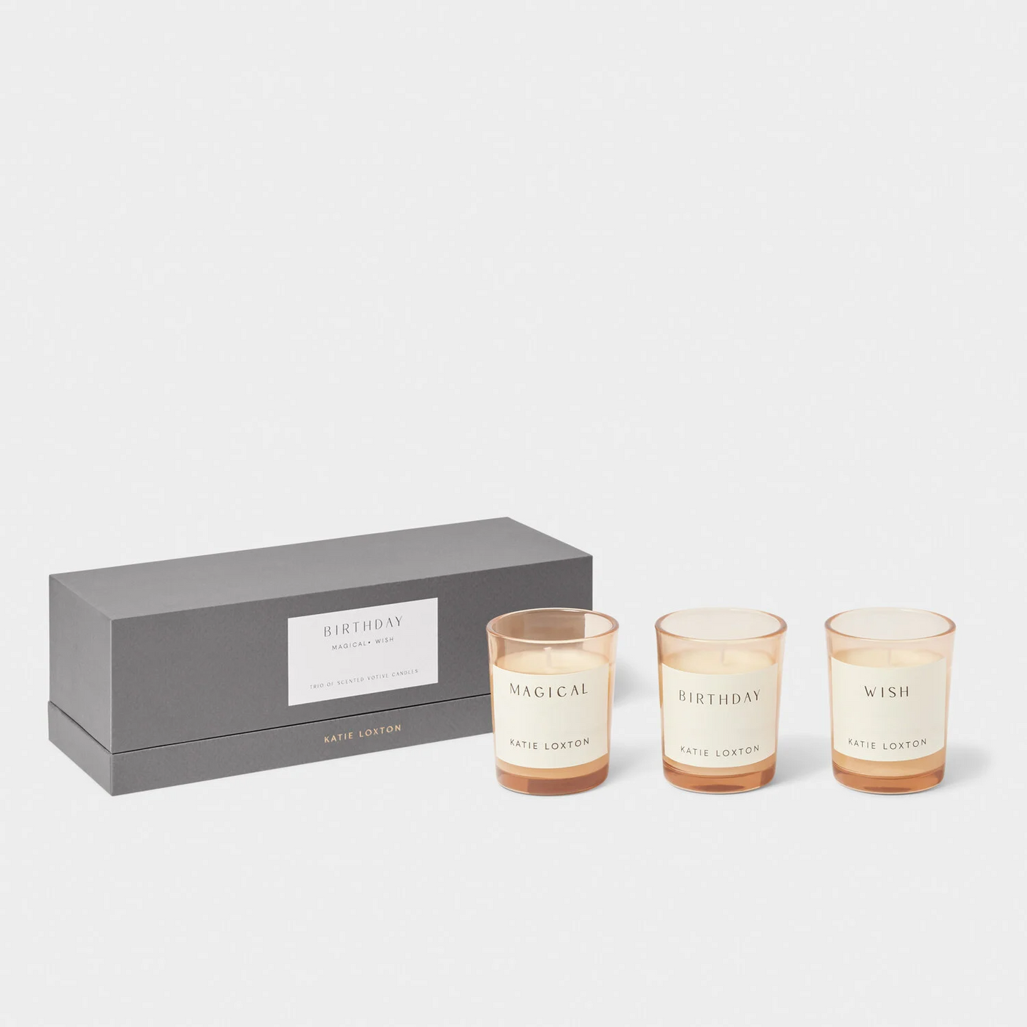 KATIE LOXTON TRIO CANDLE VOTIVE SET 'BIRTHDAY'