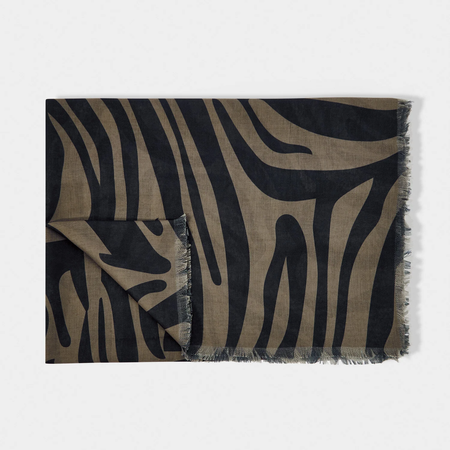 KATIE LOXTON PRINTED SCARF ZEBRA MINK/BLACK