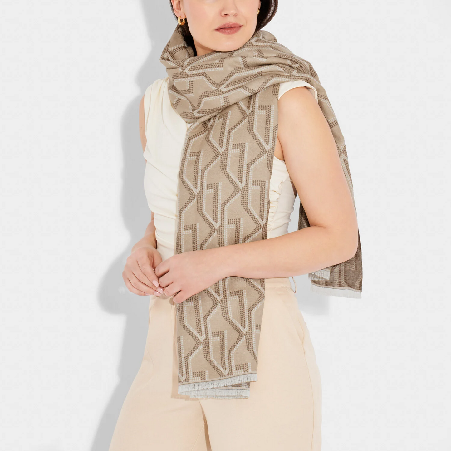 KATIE LOXTON SIGNATURE SCARF TAUPE