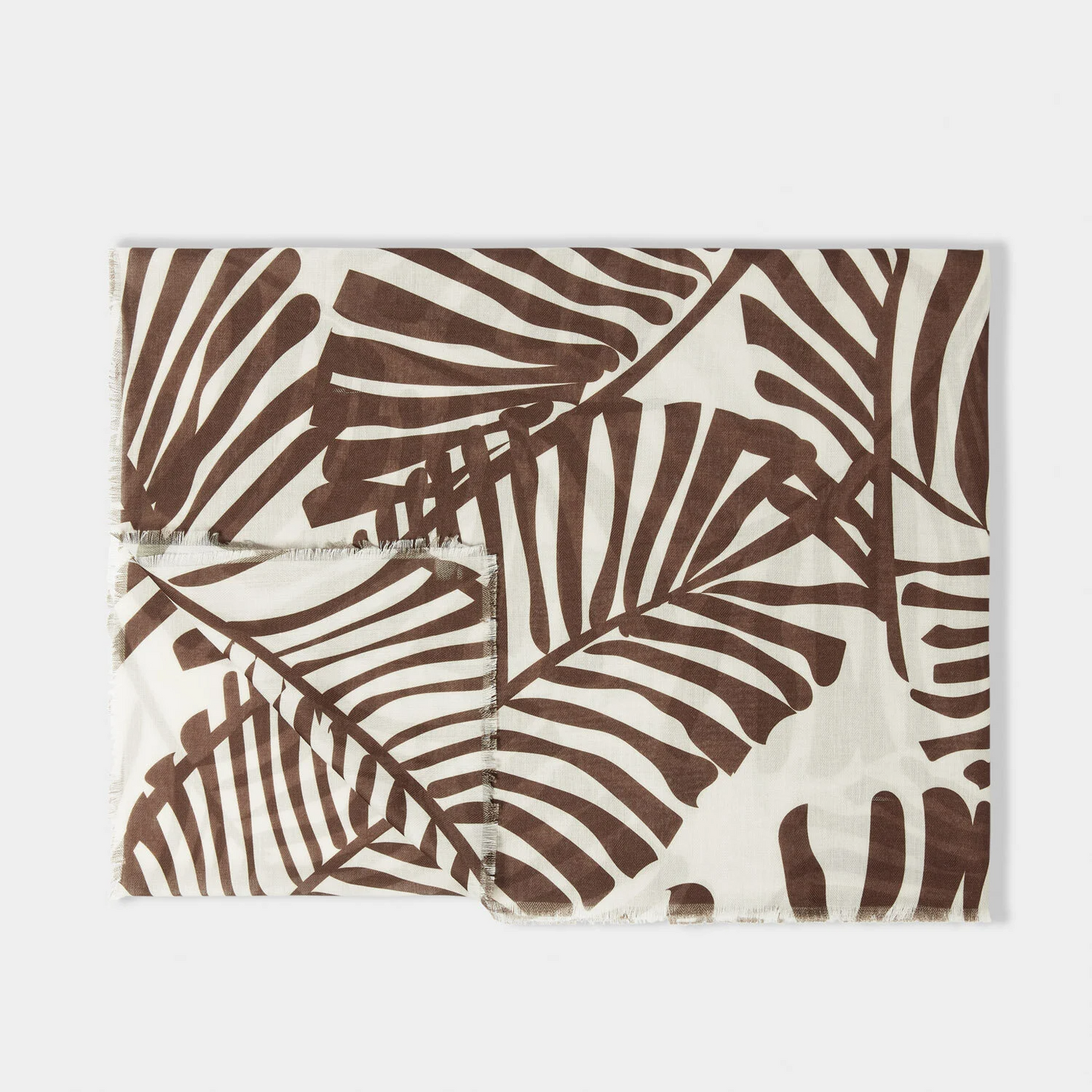 KATIE LOXTON SCARF TROPICAL LEAF OFF WHITE/CHOCOLATE