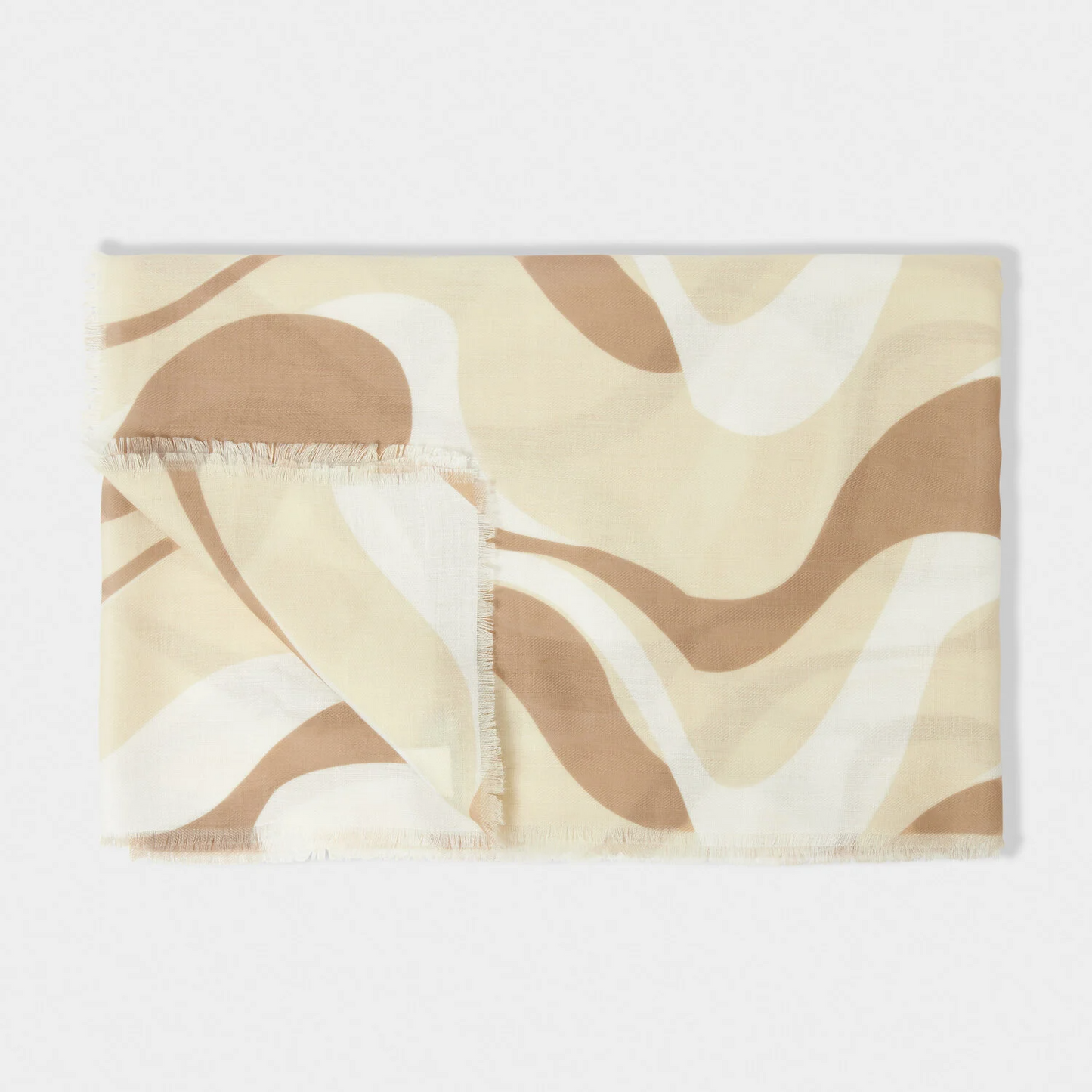 KATIE LOXTON SCARF ABSTRACT WAVE TAUPE/OFF WHITE