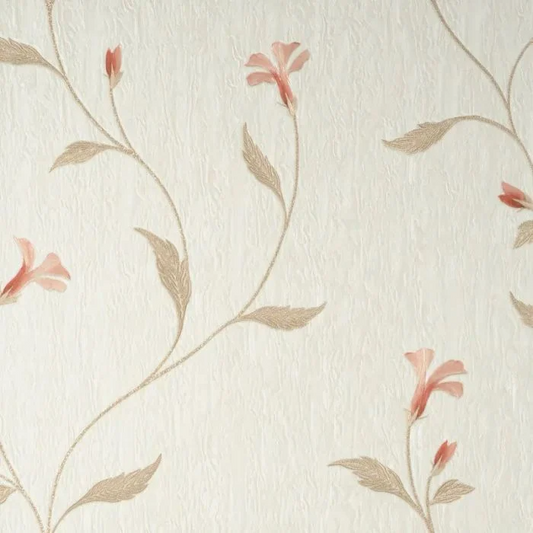 FINE DECOR VYMURA BELLAGIO METALLIC FLORAL CREAM & PINK WALLPAPER