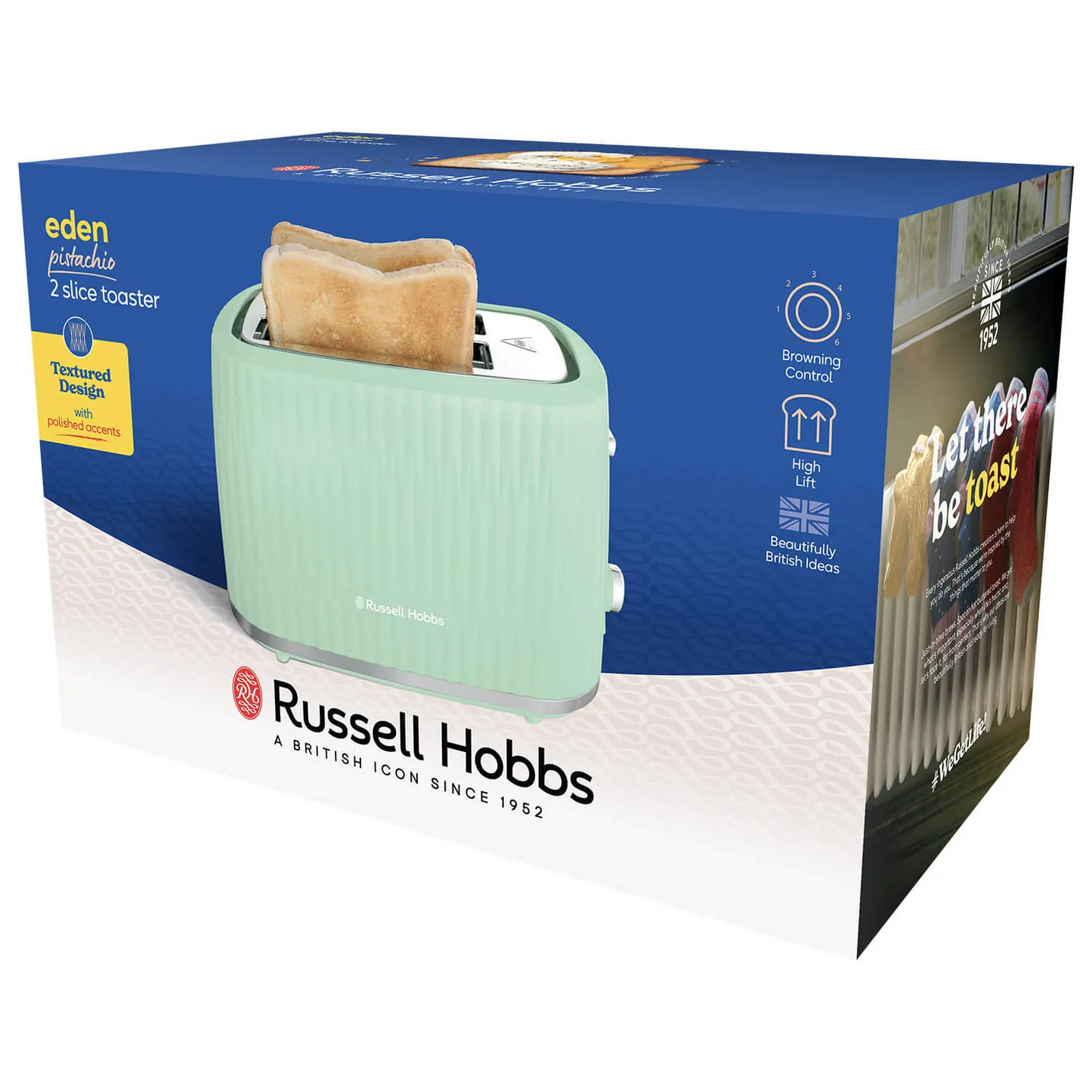 RUSSELL HOBBS EDEN TOASTER PISTACHIO GREEN