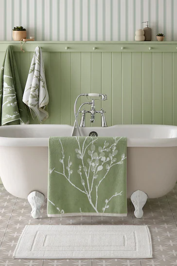 LAURA ASHLEY HEDGEROW GREEN PUSSY WILLOW TOWEL