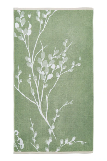 LAURA ASHLEY HEDGEROW GREEN PUSSY WILLOW TOWEL